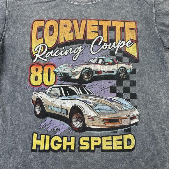 Corvette Racing Coupe Shirt Womens Large Gray High Speed Graphic Vintage Style - Picture 2 of 7